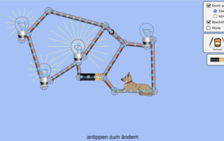 Screenshot eines Stromkreises in einer Phet-Simulation