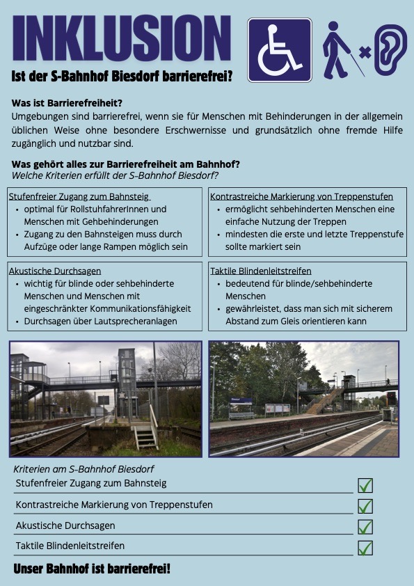 Friedenstaube Inklusionsprojekt – Inklusion von Menschen mit körperlicher Behinderung in die Arbeitswelt – Arbeitsergebnis